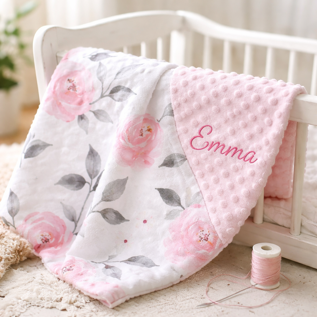 Couverture pour bébé Minky pour fille personnalisé